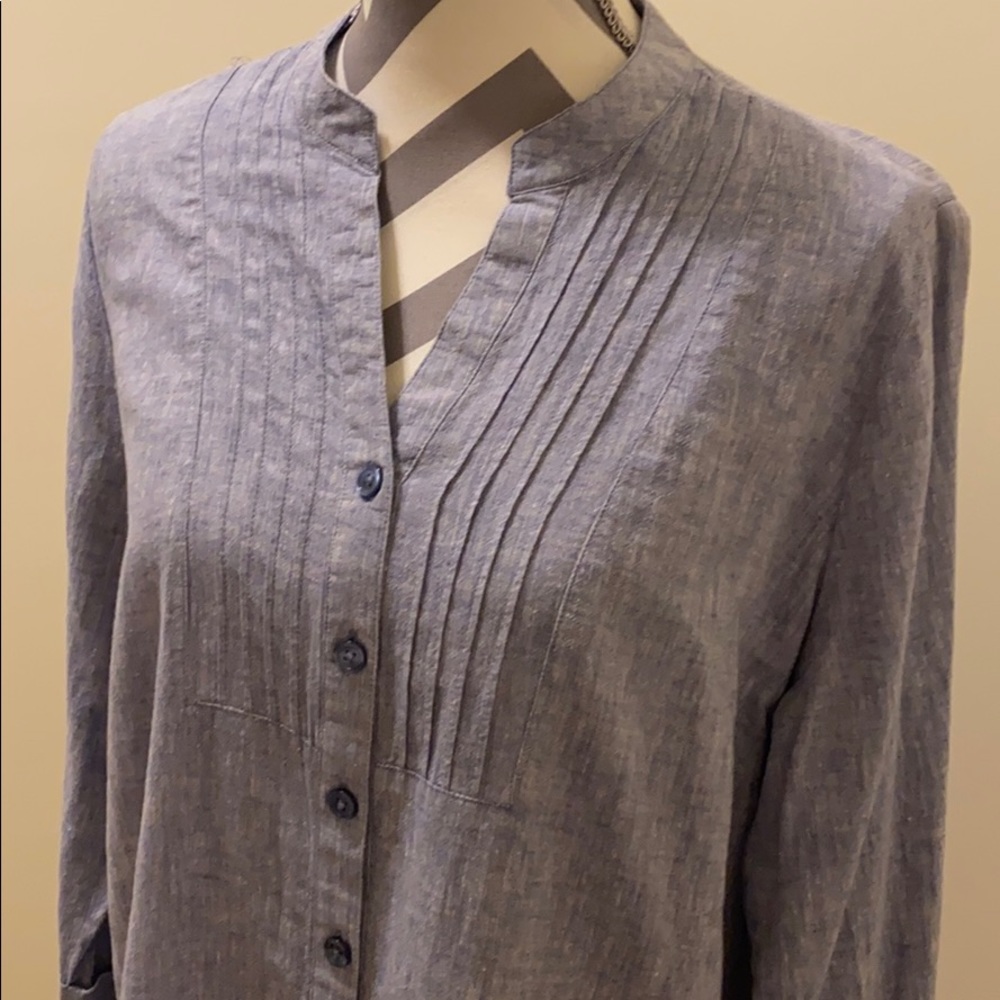 🌿Light Blue Kim Rogers Linen/Cotton Blouse🌿